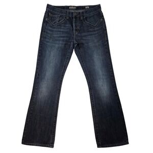 MEK Denim Harrison Slim Bootcut Jeans‎ Womens 31 Dark Wash Embroidered Pockets